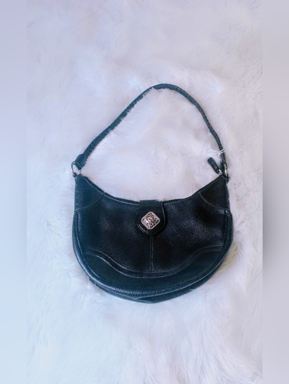 Coldwater Creek Black Faux Leather Shoulder Bag